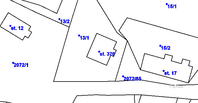 Parcela st. 376 v KÚ Liptaň, Katastrální mapa