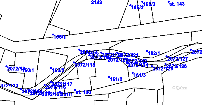 Parcela st. 2072/120 v KÚ Liptaň, Katastrální mapa