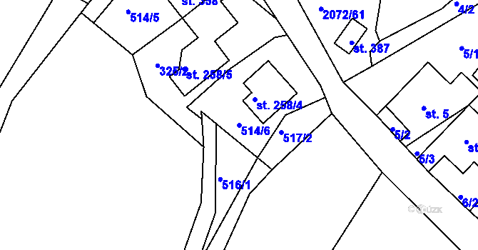 Parcela st. 514/6 v KÚ Liptaň, Katastrální mapa