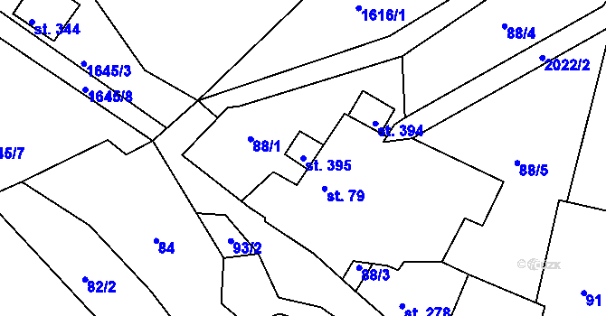 Parcela st. 395 v KÚ Liptaň, Katastrální mapa