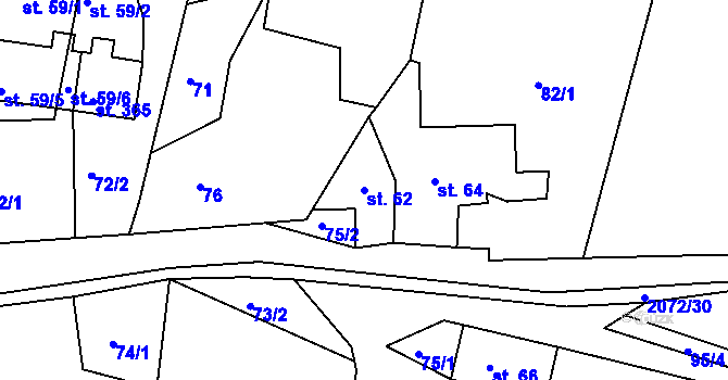 Parcela st. 62 v KÚ Liptaň, Katastrální mapa