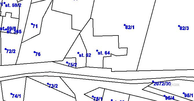 Parcela st. 64 v KÚ Liptaň, Katastrální mapa