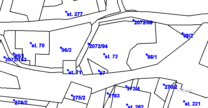 Parcela st. 72 v KÚ Liptaň, Katastrální mapa