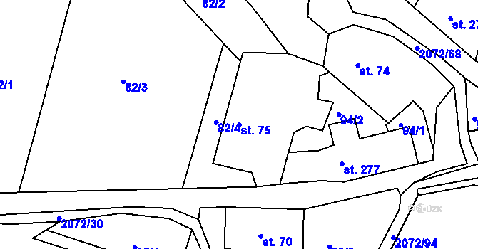 Parcela st. 75 v KÚ Liptaň, Katastrální mapa