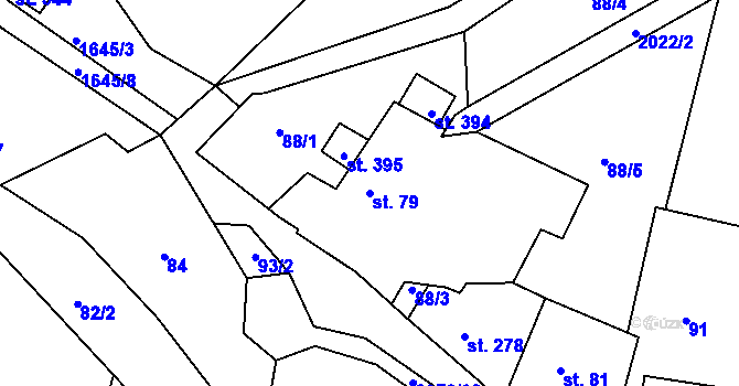 Parcela st. 79 v KÚ Liptaň, Katastrální mapa
