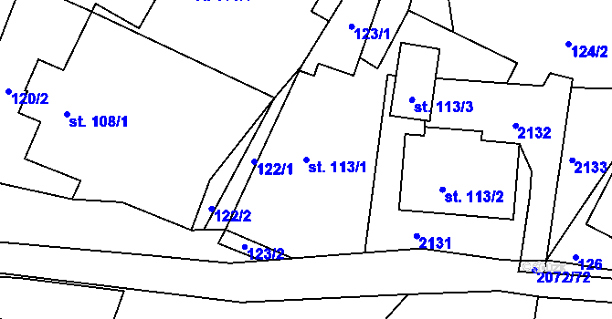 Parcela st. 113/1 v KÚ Liptaň, Katastrální mapa