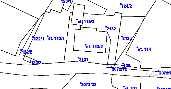 Parcela st. 113/2 v KÚ Liptaň, Katastrální mapa