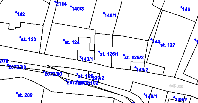 Parcela st. 126/1 v KÚ Liptaň, Katastrální mapa
