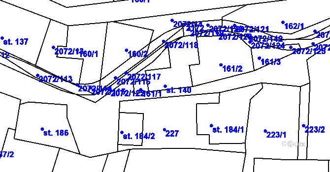 Parcela st. 140 v KÚ Liptaň, Katastrální mapa