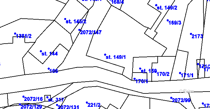 Parcela st. 149/1 v KÚ Liptaň, Katastrální mapa