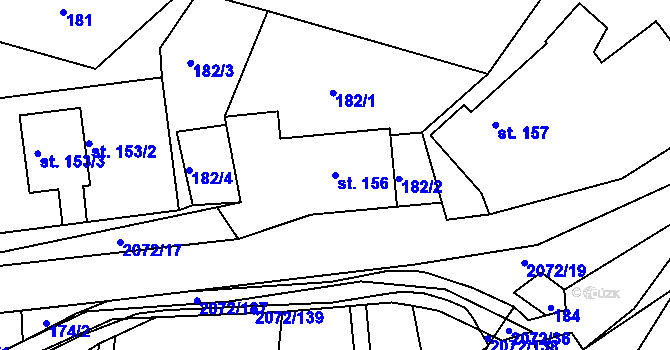 Parcela st. 156 v KÚ Liptaň, Katastrální mapa