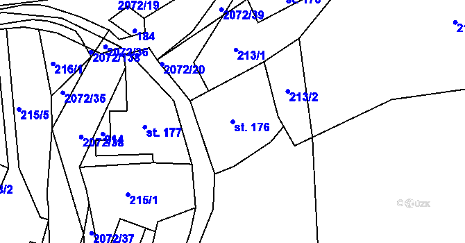 Parcela st. 176 v KÚ Liptaň, Katastrální mapa