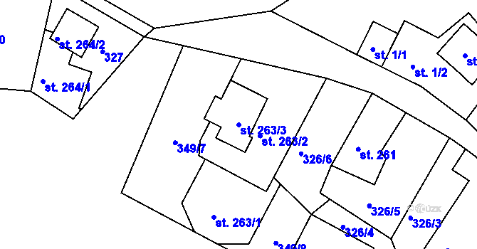 Parcela st. 263/3 v KÚ Liptaň, Katastrální mapa