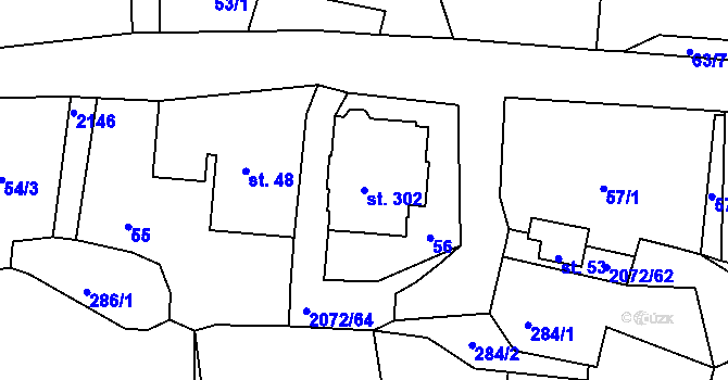 Parcela st. 302 v KÚ Liptaň, Katastrální mapa