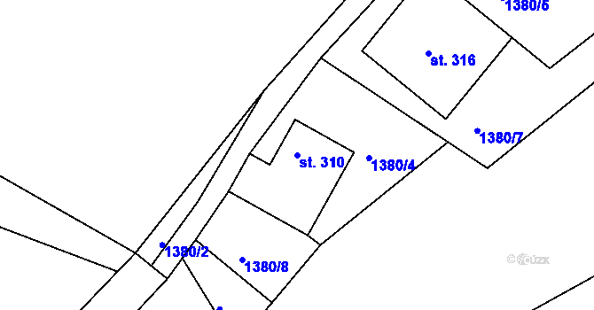 Parcela st. 310 v KÚ Liptaň, Katastrální mapa