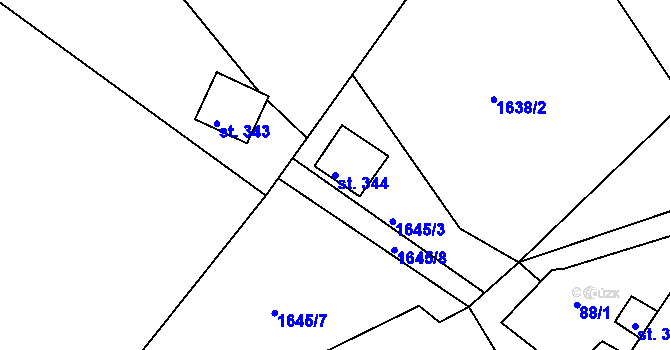 Parcela st. 344 v KÚ Liptaň, Katastrální mapa