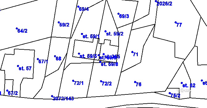 Parcela st. 365 v KÚ Liptaň, Katastrální mapa