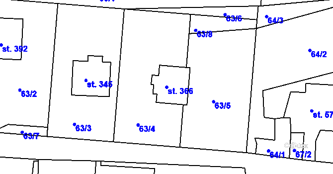 Parcela st. 366 v KÚ Liptaň, Katastrální mapa