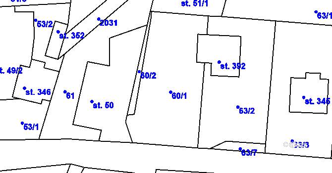 Parcela st. 60 v KÚ Liptaň, Katastrální mapa