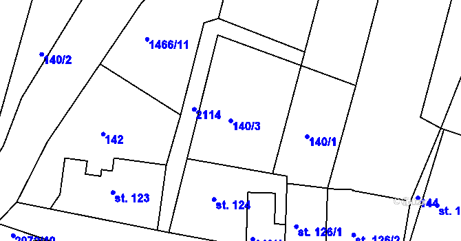 Parcela st. 140/3 v KÚ Liptaň, Katastrální mapa