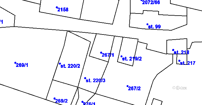 Parcela st. 267/1 v KÚ Liptaň, Katastrální mapa