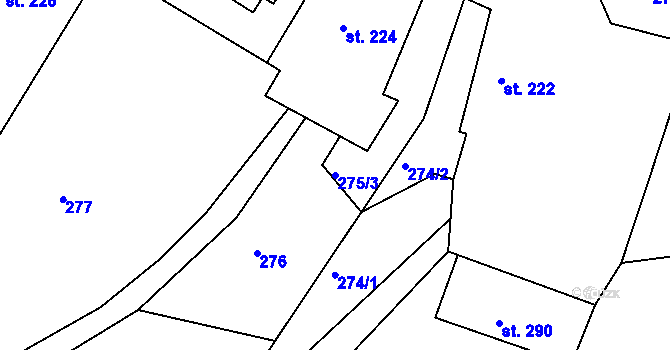 Parcela st. 275/3 v KÚ Liptaň, Katastrální mapa