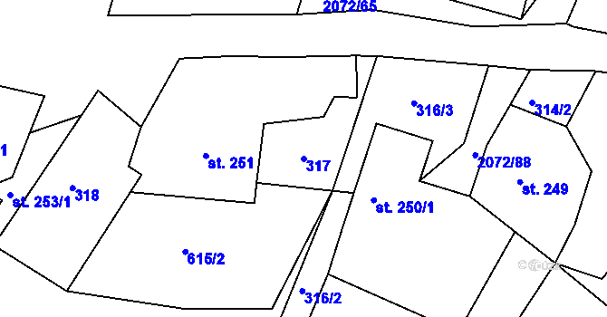 Parcela st. 317 v KÚ Liptaň, Katastrální mapa