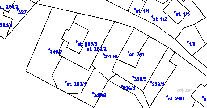 Parcela st. 326/6 v KÚ Liptaň, Katastrální mapa