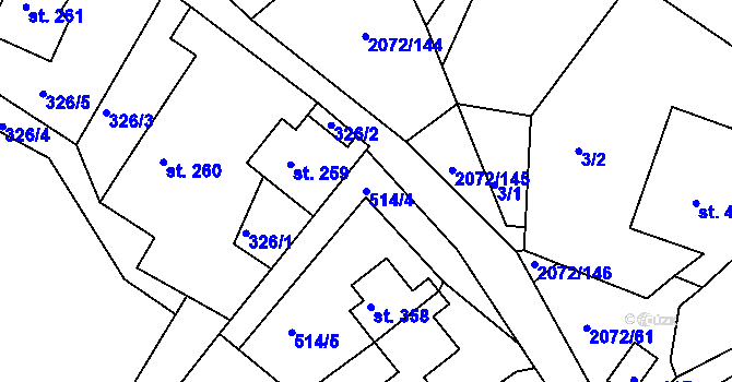 Parcela st. 514/4 v KÚ Liptaň, Katastrální mapa