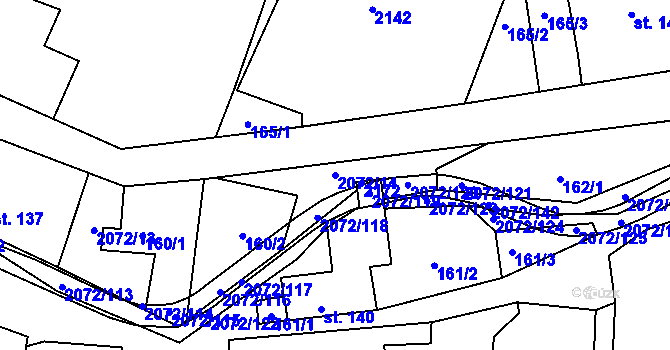 Parcela st. 2072/14 v KÚ Liptaň, Katastrální mapa