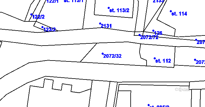 Parcela st. 2072/32 v KÚ Liptaň, Katastrální mapa