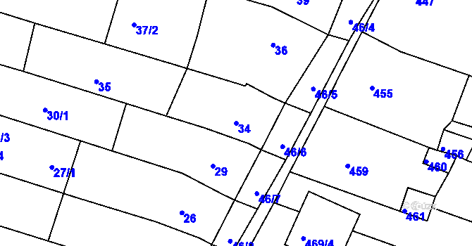 Parcela st. 34 v KÚ Lipůvka, Katastrální mapa