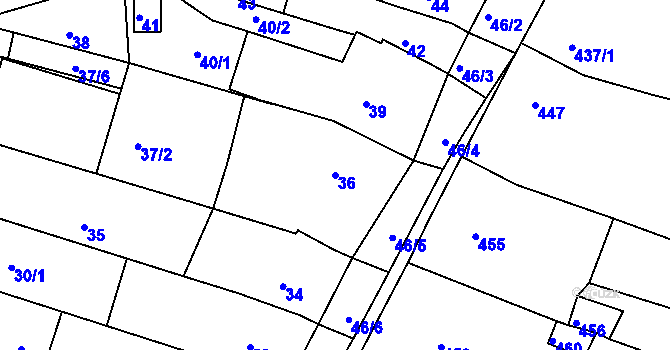 Parcela st. 36 v KÚ Lipůvka, Katastrální mapa