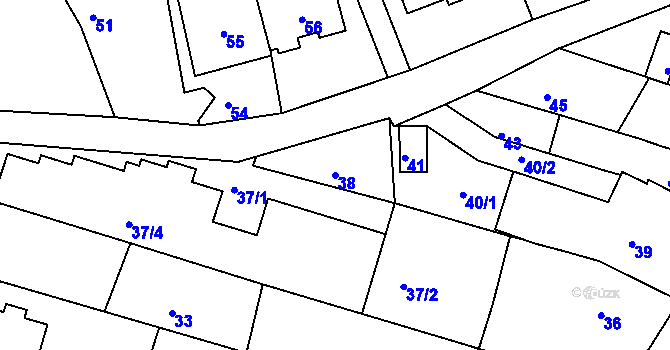 Parcela st. 38 v KÚ Lipůvka, Katastrální mapa
