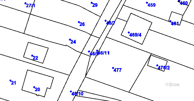 Parcela st. 46/11 v KÚ Lipůvka, Katastrální mapa