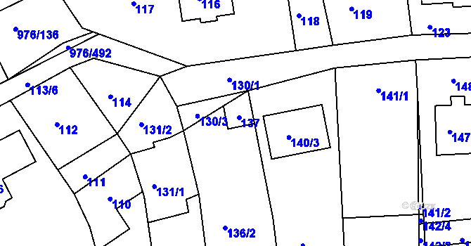 Parcela st. 137 v KÚ Lipůvka, Katastrální mapa