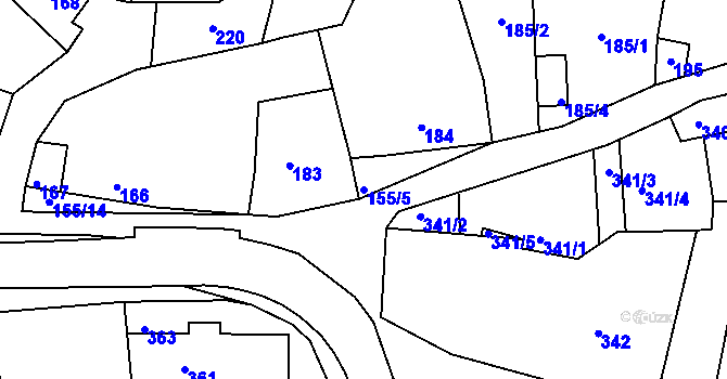 Parcela st. 155/5 v KÚ Lipůvka, Katastrální mapa