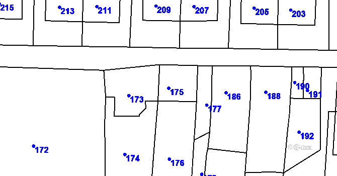 Parcela st. 175 v KÚ Lipůvka, Katastrální mapa