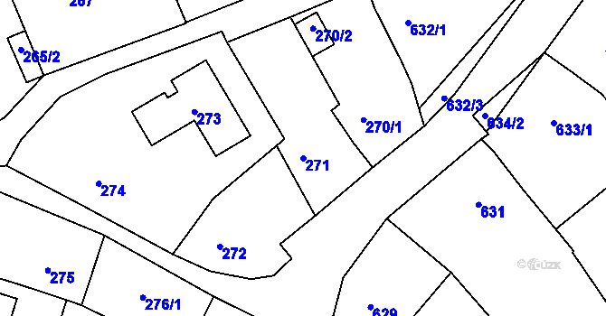 Parcela st. 271 v KÚ Lipůvka, Katastrální mapa