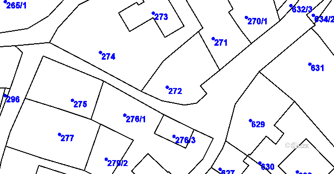 Parcela st. 272 v KÚ Lipůvka, Katastrální mapa