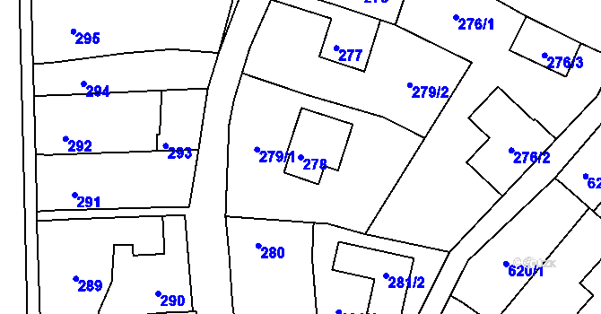 Parcela st. 278 v KÚ Lipůvka, Katastrální mapa