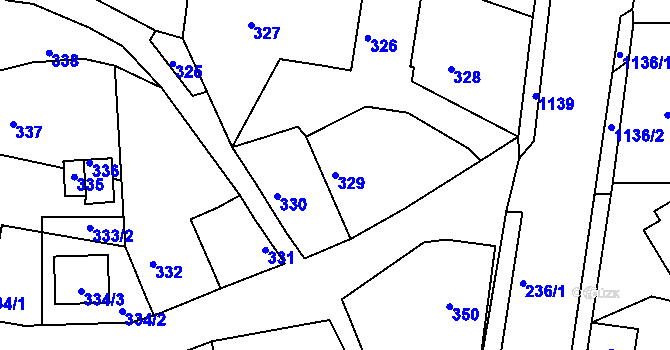Parcela st. 329 v KÚ Lipůvka, Katastrální mapa