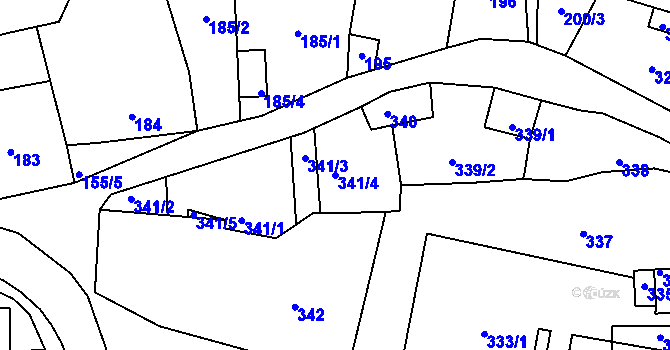 Parcela st. 341/4 v KÚ Lipůvka, Katastrální mapa