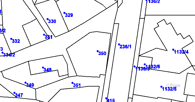 Parcela st. 350 v KÚ Lipůvka, Katastrální mapa