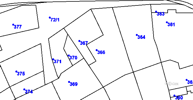 Parcela st. 366 v KÚ Lipůvka, Katastrální mapa