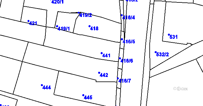 Parcela st. 441 v KÚ Lipůvka, Katastrální mapa