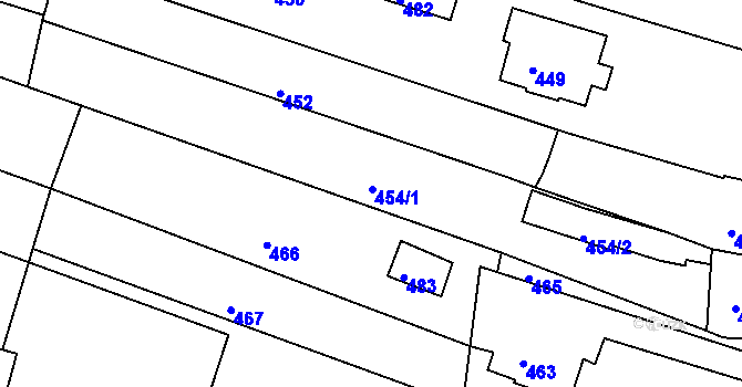 Parcela st. 454 v KÚ Lipůvka, Katastrální mapa