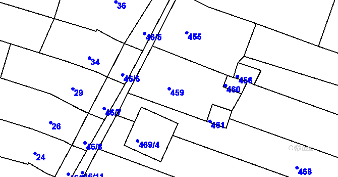 Parcela st. 459 v KÚ Lipůvka, Katastrální mapa