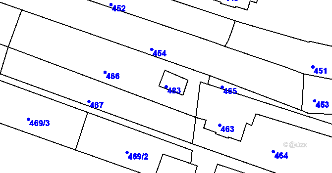 Parcela st. 483 v KÚ Lipůvka, Katastrální mapa
