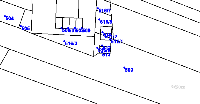 Parcela st. 513 v KÚ Lipůvka, Katastrální mapa